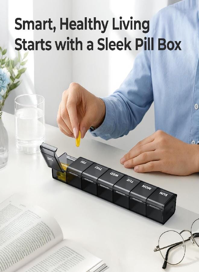 AUV0N AUVON Weekly Pill Organizer with Effortless Opening Design, Arthritis Friendly Pill Box, BPA-Free Pill Organizer 7 Day, Cute & Portable Pill Case for Vitamins, Supplements and Medications - Image 2